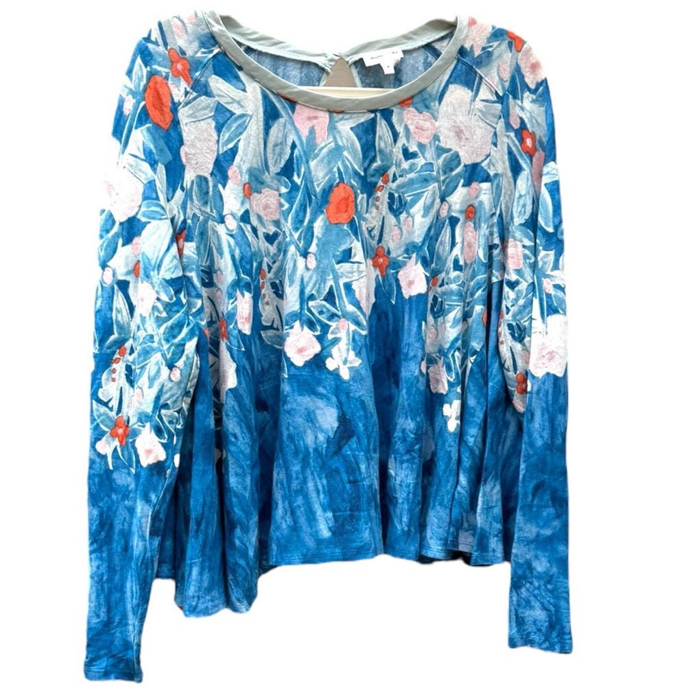 Anthropologie Meadow Rue Linen Fields Swing Blouse Shirt Top Medium Floral Flowy